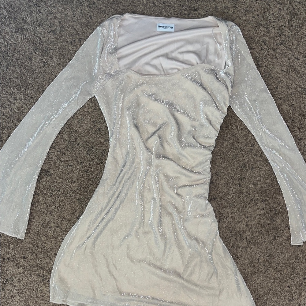 Champagne sparkly mini dress